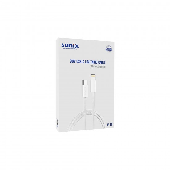 Sunix IP-15 - 30W Usb-C Lightning Data ve Şarj Kablosu - 2 Metre