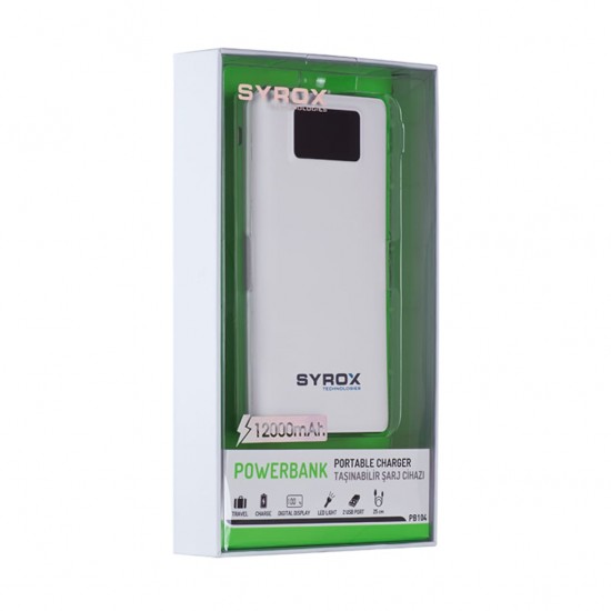 12000mAh Powerbank Taşınabilir Şarj Led Panel-Fener-2 USB 